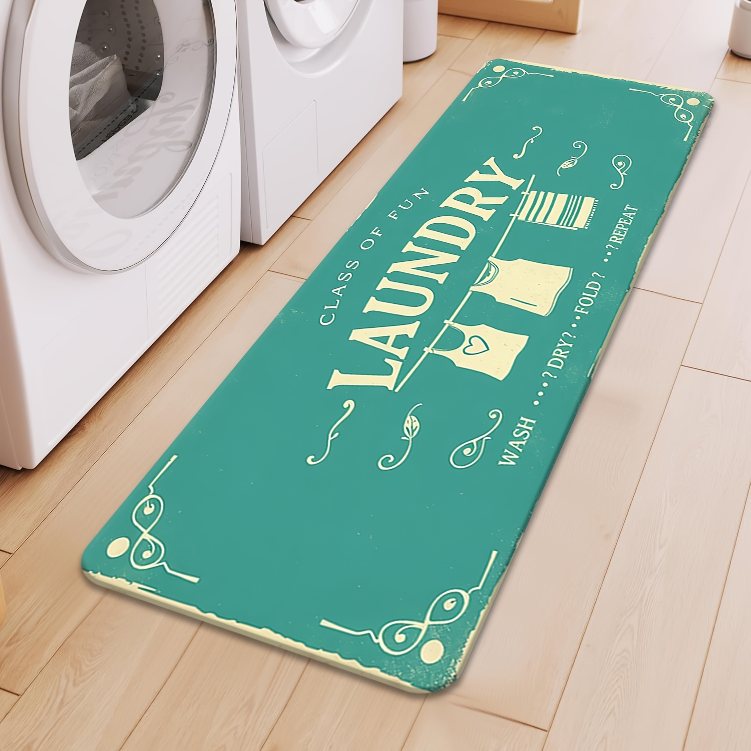 Commercial Printing Machine For Clothes - Alfombra larga vintage verde con estampado