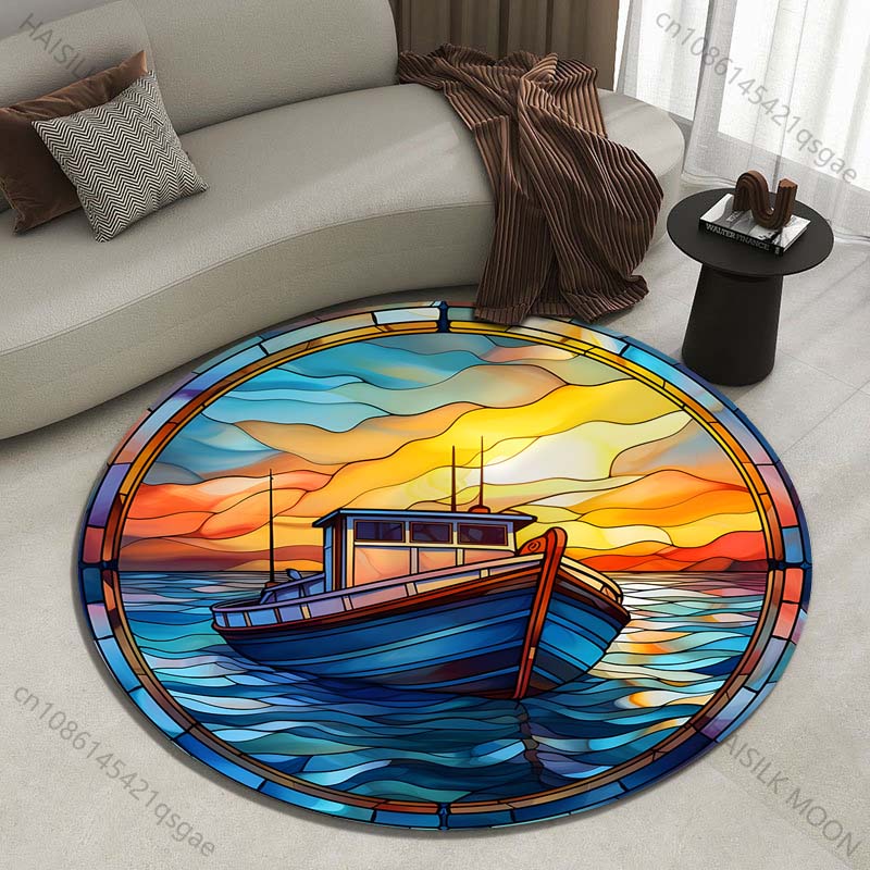 Alfombra redonda con estampado - Commercial Glass Printing reseña y precio