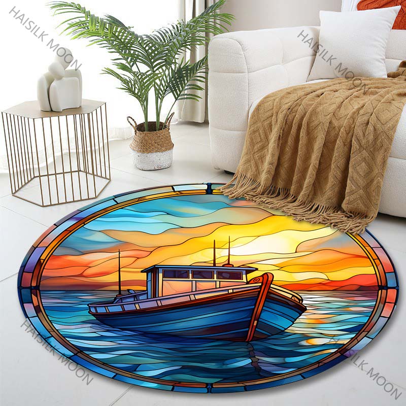 Alfombra redonda con estampado - Commercial Glass Printing reseña y precio