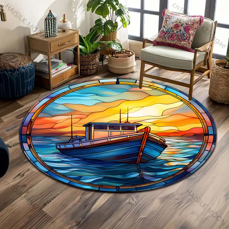 Alfombra redonda con estampado - Commercial Glass Printing reseña y precio