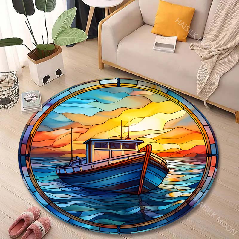 Alfombra redonda con estampado - Commercial Glass Printing reseña y precio